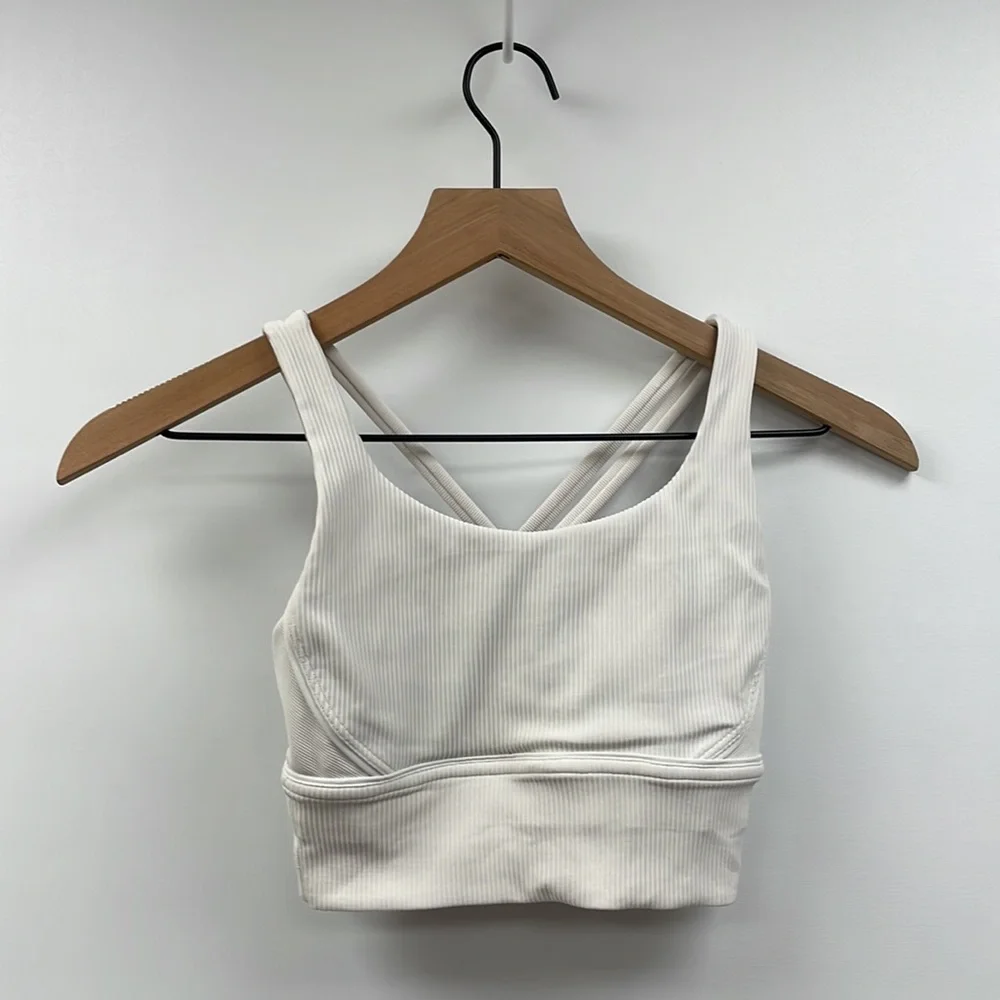 Lululemon Energy Ribbed Textured Racerback Sports Bra White 2 - Picture 2 of 6
